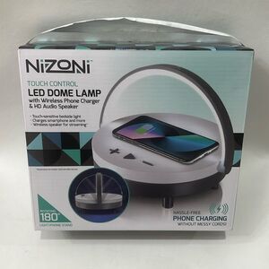 Nizoni LED Dome Lamp Wireless Phone Charger & HD Audio Speaker Streaming New
